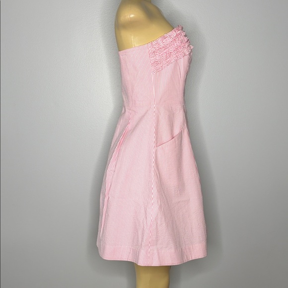 Lilly Pulitzer Ferra Hotty Strapless Pink Seersucker Summer Dress Size 4 - Picture 5 of 8